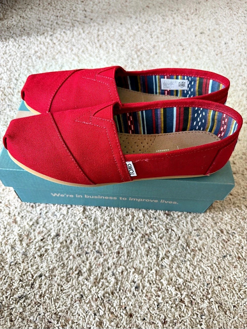 TOMS Alpargata Red Canvas Flats US 8